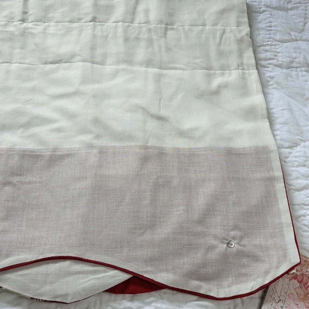 Custom Window Valance Red Gold Stripe 78 x 18 Lined Button Accent